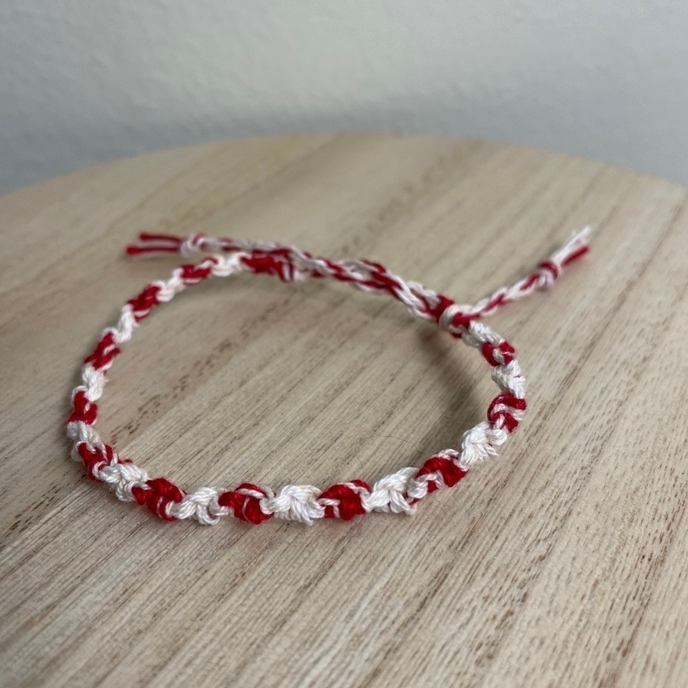 White Cotton Roses Woven Bracelet